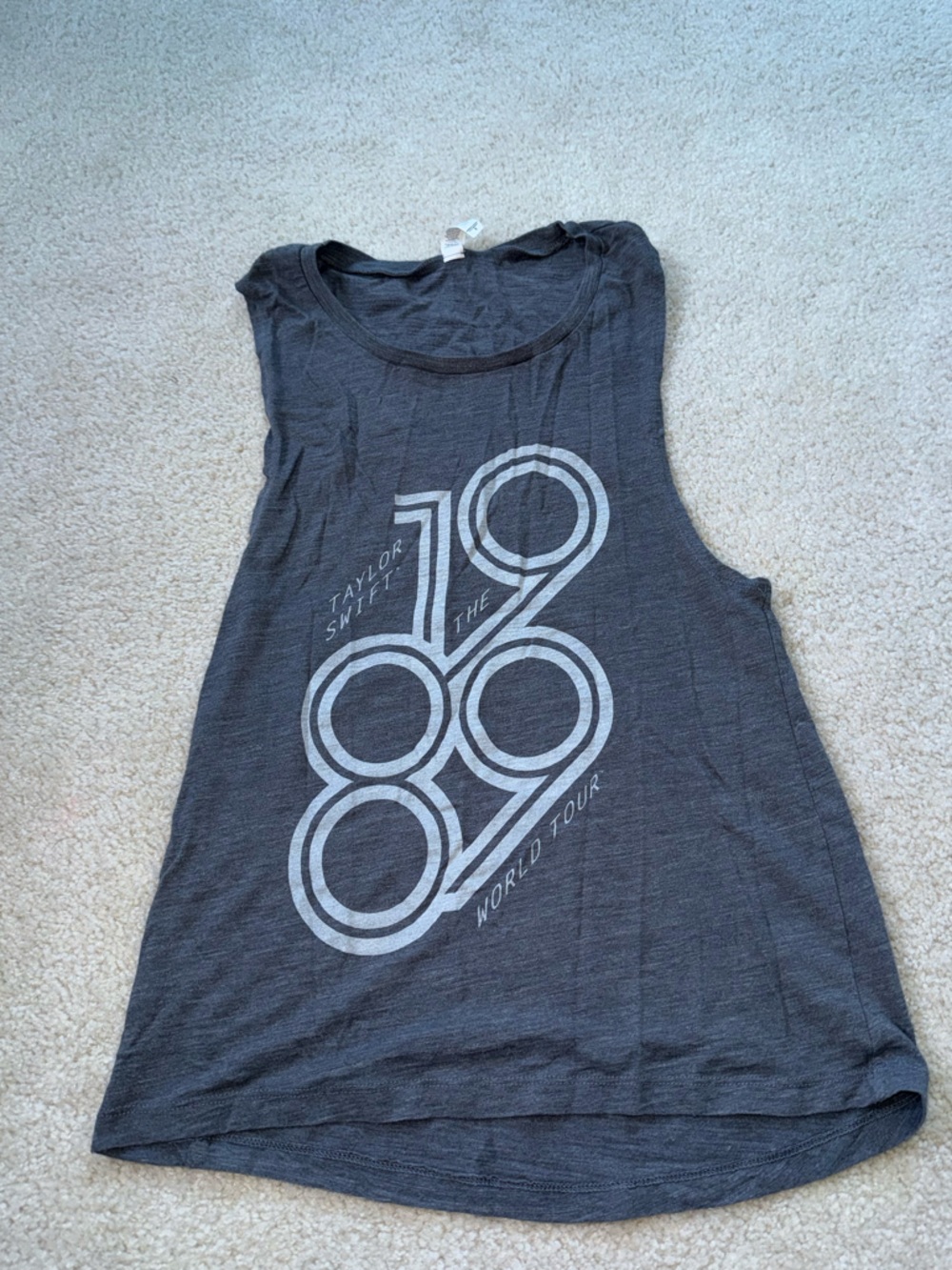 Taylor Swift Charcoal Gray Sleeveless Graphic Tank with White Print